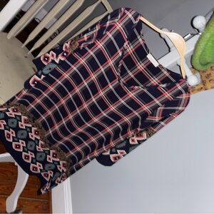 Luxe Navy and Pink Plaid dress Sz M